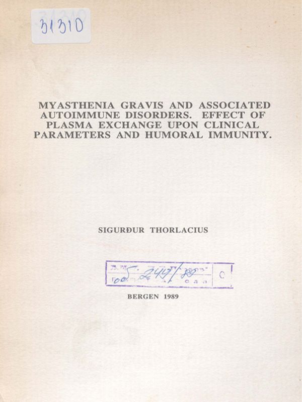 Myasthenia gravis and associated autoimmune disorders. Effect of plasma exchange upon clinical parameters and humoral immunity