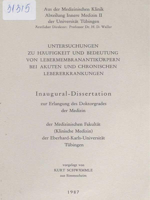Untersuchungen zu Haufigkeit und Bedeutung von Lebermembranantikorpern bei akuten und chronischen Lebererkrankungen