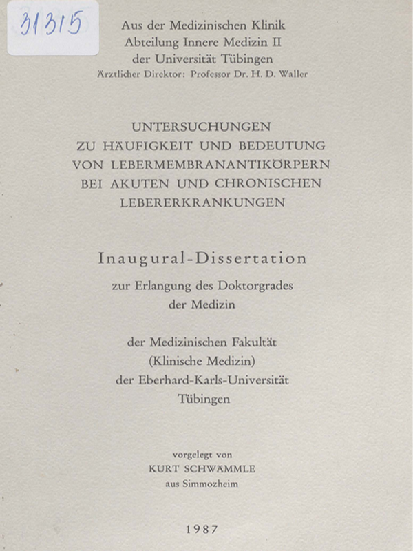 Untersuchungen zu Haufigkeit und Bedeutung von Lebermembranantikorpern bei akuten und chronischen Lebererkrankungen