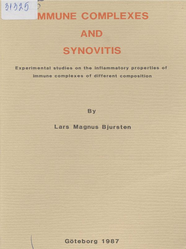 Immune complexes and synovitis