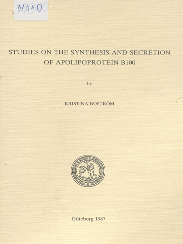 Studies on the synthesis and secretion of Apolipoprotein B 100