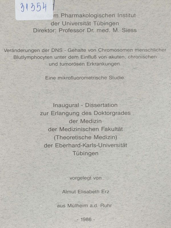 Veranderungen der DNS - Gehalte von Chromosomen menschlicher Blutlymphocyten unter dem Einfluss von akuten, chronischen und tumorosen Erkrankungen