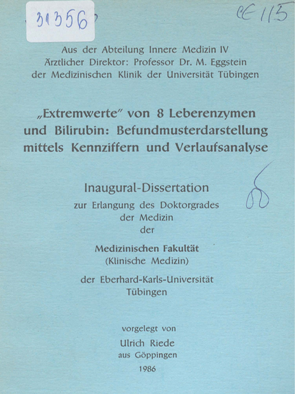 "Extremwerte" von 8 Leberenzymen und Bilirubin: Befund-Musterdarstellung mittels Kennziffern und Verlaufsanalyse