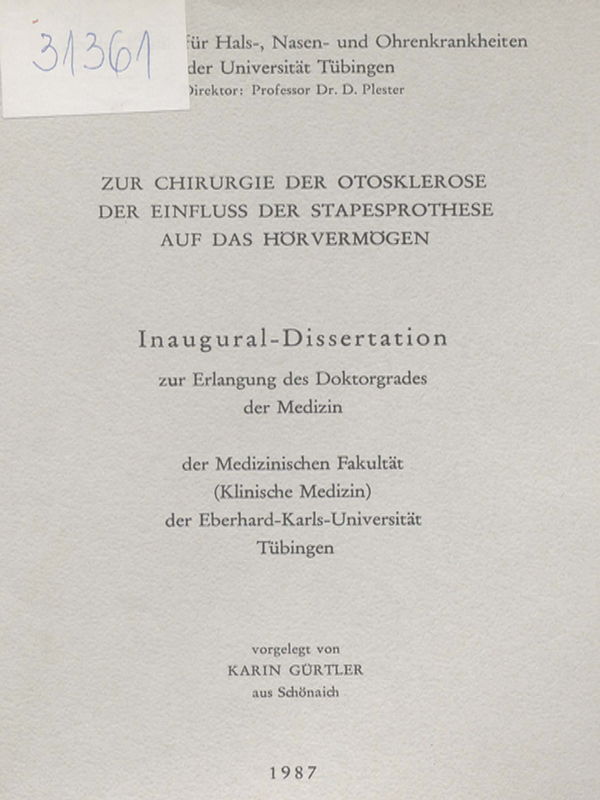 Zur Chirurgie der Otosklerose. Der Einfluss der Stapesprothese auf das Horvermogen