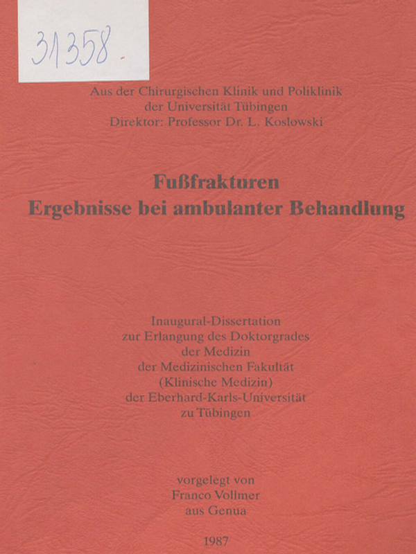 Fussfrakturen. Ergebnisse bei ambulanter Behandlung