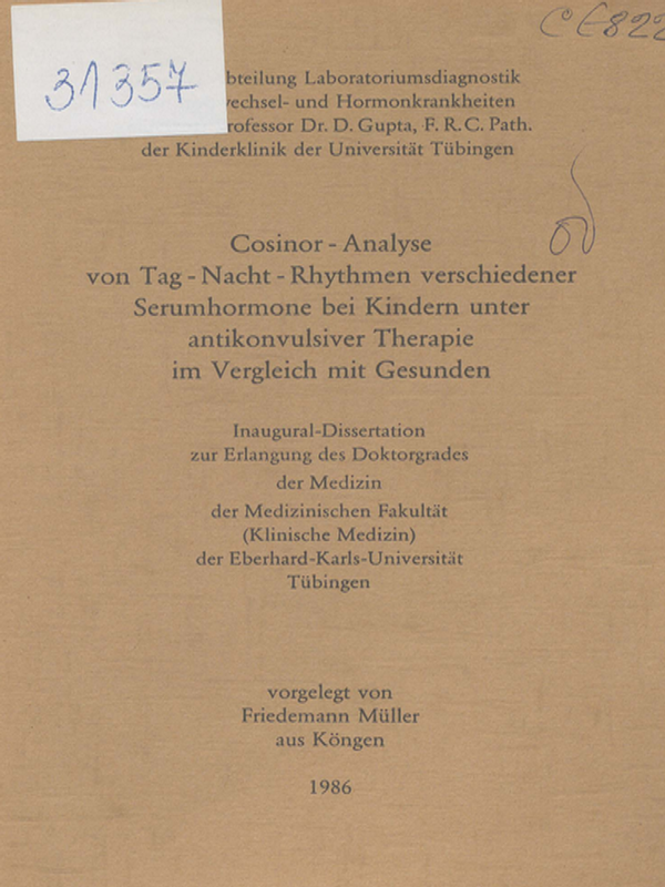 Cosinor-Analyse von Tag-Nacht-Rhythmen verschiedener Serumhormone bei Kindern unter antikonvulsiver Therapie im Vergleich mit Gesunden