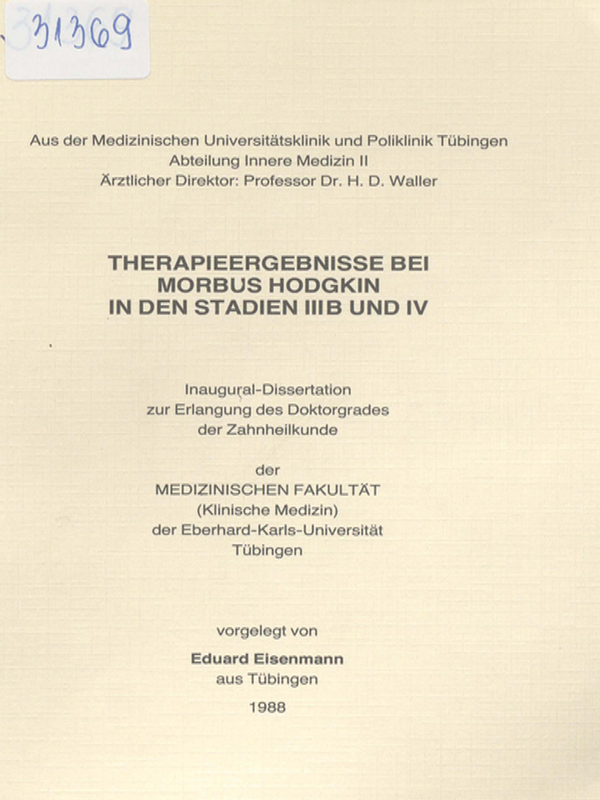 Therapieergebnisse bei Morbus Hodgkin in den Stadien IIIB und IV