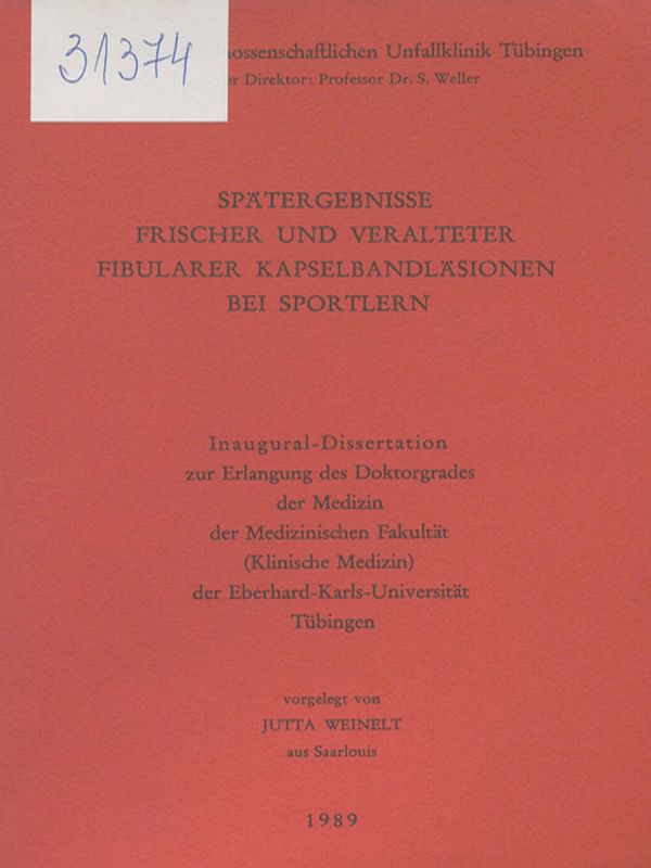 Spatergebnisse frischer und veralteter fibularer Kapselbandlasionen bei Sportlern