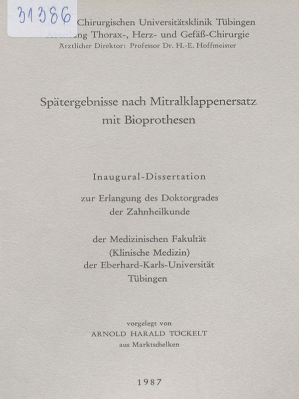Spatergebnisse nach Mitralklappenersatz mit Bioprothesen