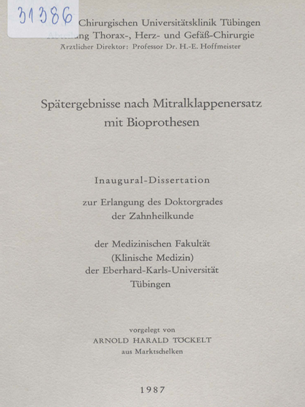 Spatergebnisse nach Mitralklappenersatz mit Bioprothesen