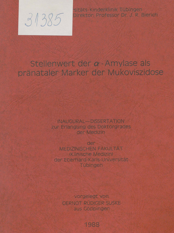 Stellenwert der [alpha]-Amylase als pranataler Marker der Mukoviszidose