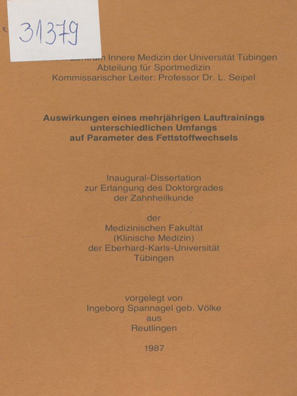 Auswirkungen eines mehrjahrigen Lauftrainings unterschiedlichen Umfangs auf Parameter des Fettstoffwechsels
