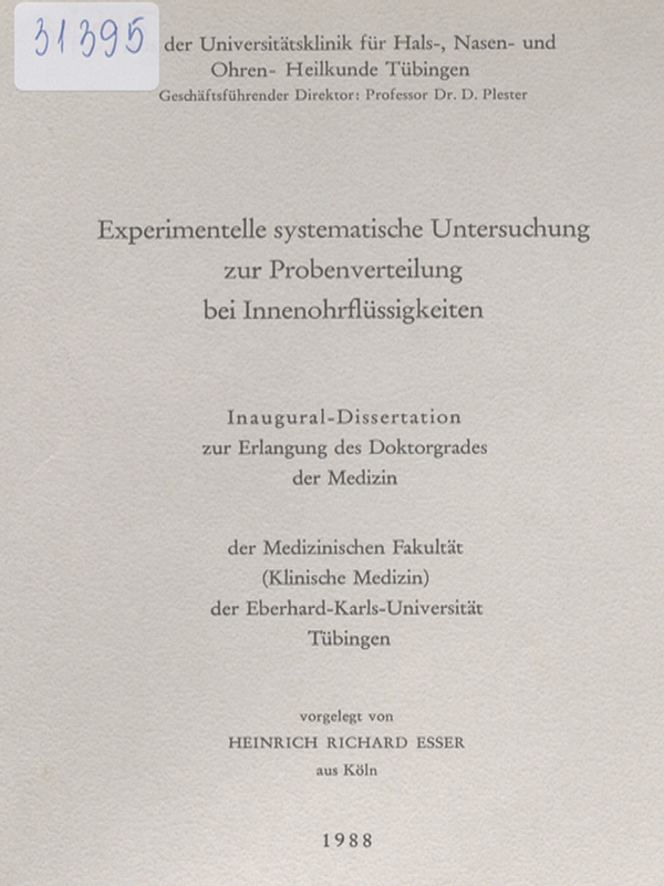 Experimentelle systematische Untersuchung zur Probenverteilung bei Innenohrflussigkeiten