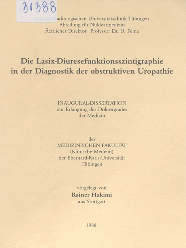 Die Lasix-Diuresefunktionsszintigraphie in der Diagnostik der obstruktiven Uropathie
