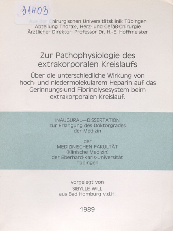 Zur Pathophysiologie des extrakorporalen Kreislaufs