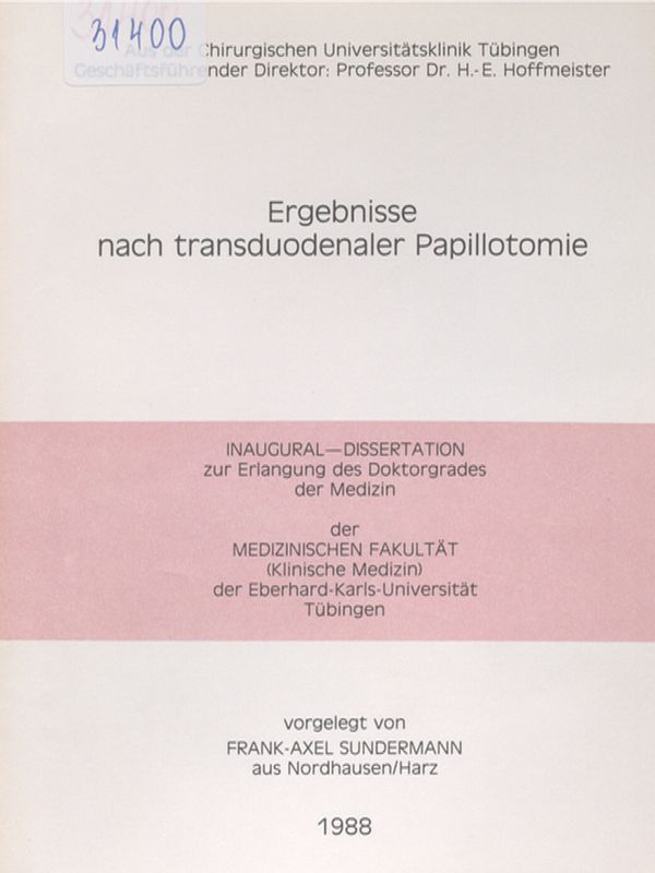 Ergebnisse nach transduodenaler Papillotomie