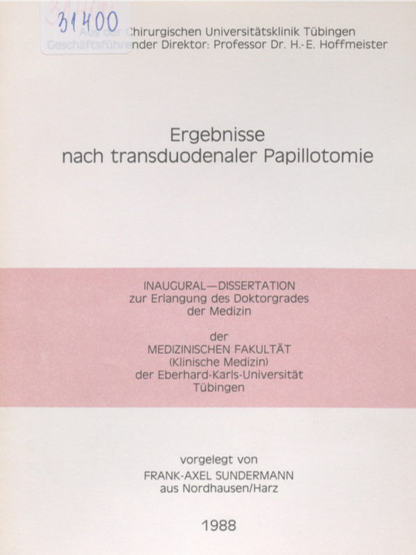 Ergebnisse nach transduodenaler Papillotomie