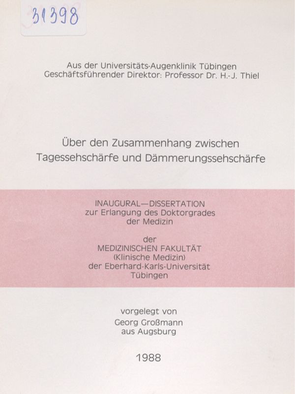 Uber den Zusammenhang zwischen Tagessehscharfe und Dammerungssehscharfe