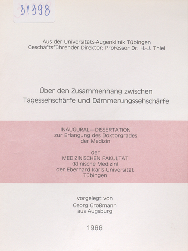 Uber den Zusammenhang zwischen Tagessehscharfe und Dammerungssehscharfe