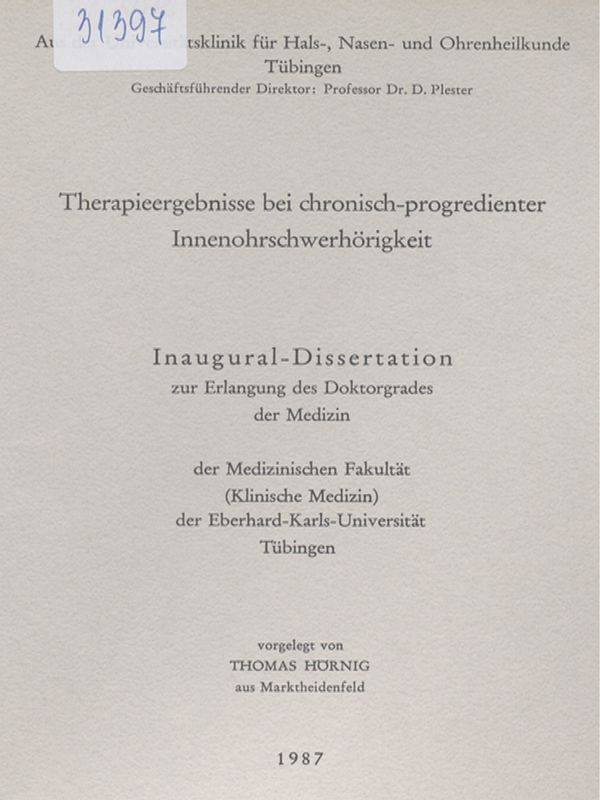 Therapieergebnisse bei chronisch-progredienter Innenohrschwerhorigkei