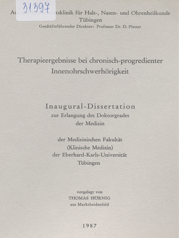 Therapieergebnisse bei chronisch-progredienter Innenohrschwerhorigkei