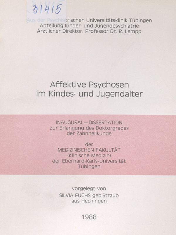 Affective Psychosen im Kindes- und Jugendalter
