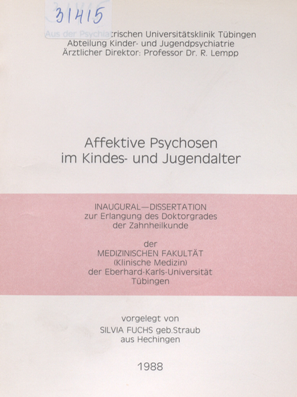 Affective Psychosen im Kindes- und Jugendalter