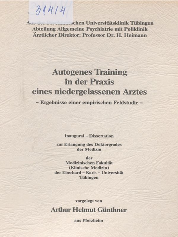 Autogenes Training in der Praxis eines niedergelassenen Arztes