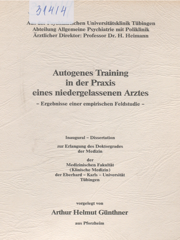 Autogenes Training in der Praxis eines niedergelassenen Arztes
