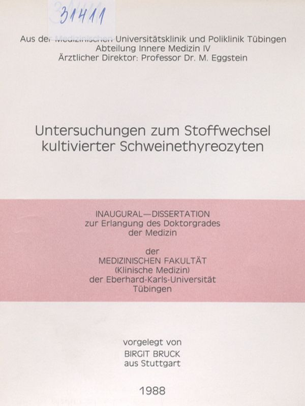 Untersuchungen zum Stoffwechsel kultivierter Schweinethyreozyten