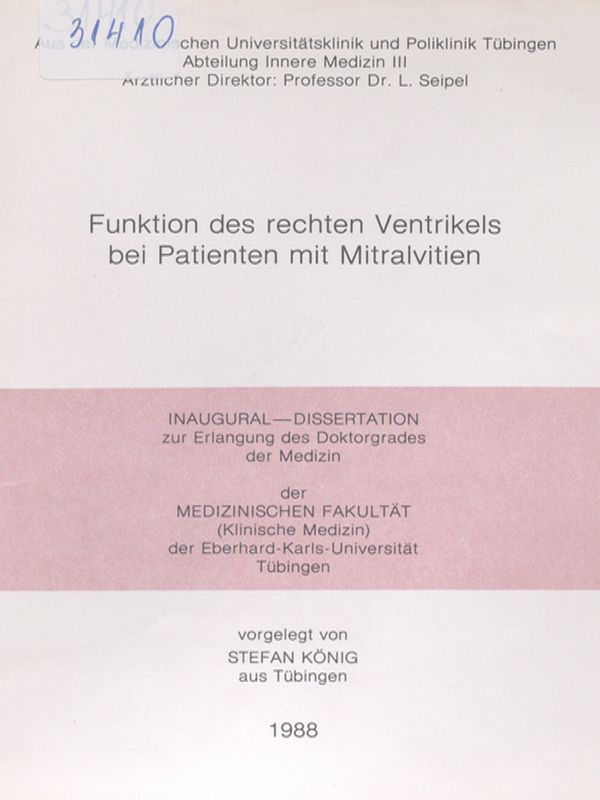 Funktion des rechten Ventrikels bei Patienten mit Mitralvitien