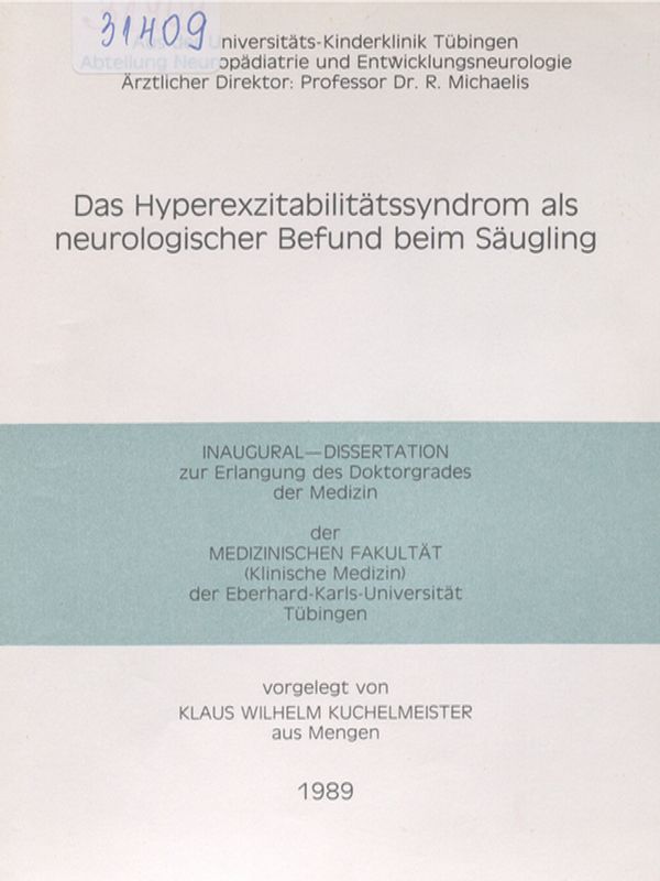 Das Hyperexzitabilitatssyndrom als neurologischer Befund beim Saugling