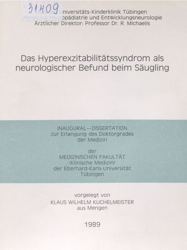 Das Hyperexzitabilitatssyndrom als neurologischer Befund beim Saugling