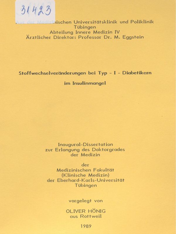 Stoffwechselveranderungen bei Typ-I-Diabetikern im Insulinmangel