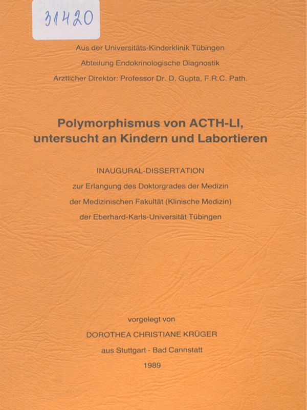 Polymorphismus von ACTH-LI, untersucht an Kindern und Labortieren
