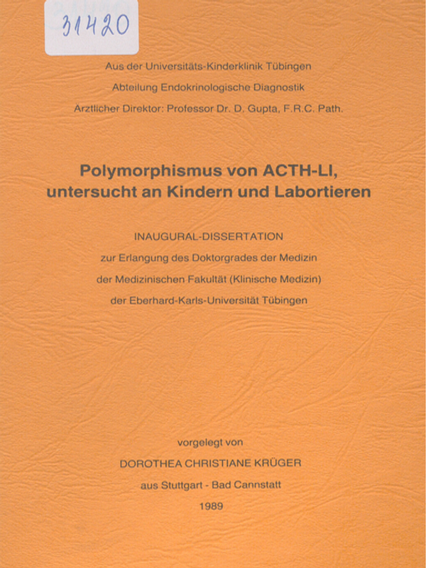Polymorphismus von ACTH-LI, untersucht an Kindern und Labortieren