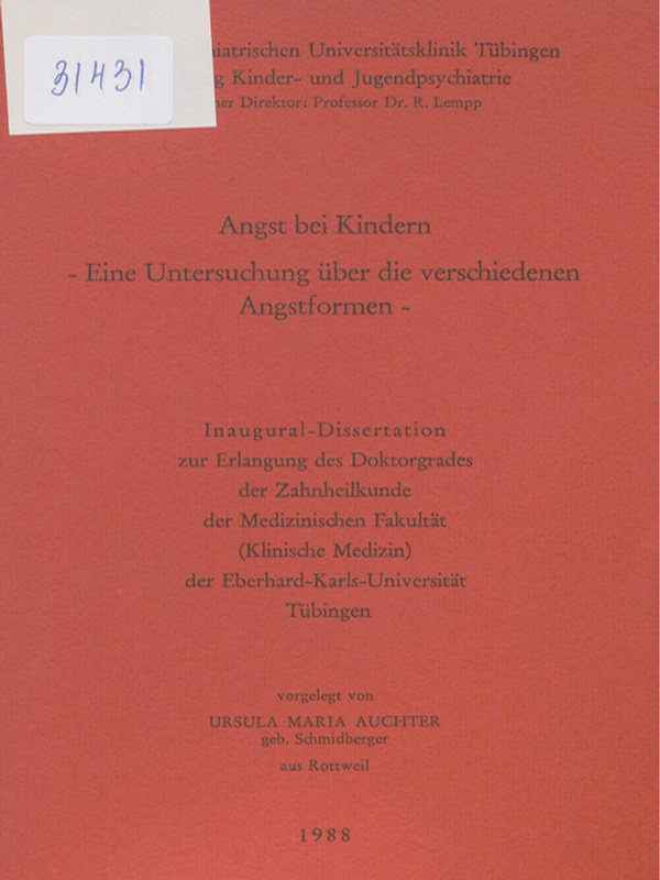 Angst bei Kindern - eine Untersuchung uber die verschiedenen Angstformen
