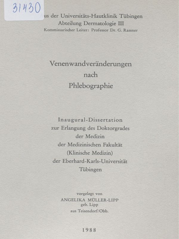 Venenwandveranderungen nach Phlebographie