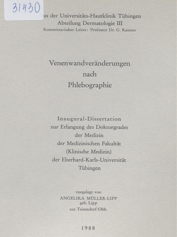 Venenwandveranderungen nach Phlebographie