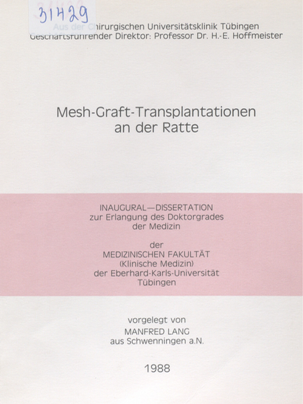 Mesh-Graft-Transplantationen an der Ratte