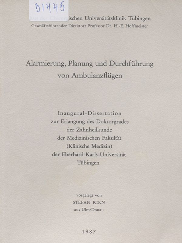 Alarmierung, Planung und Durchfuhrung von Ambulanzflugen