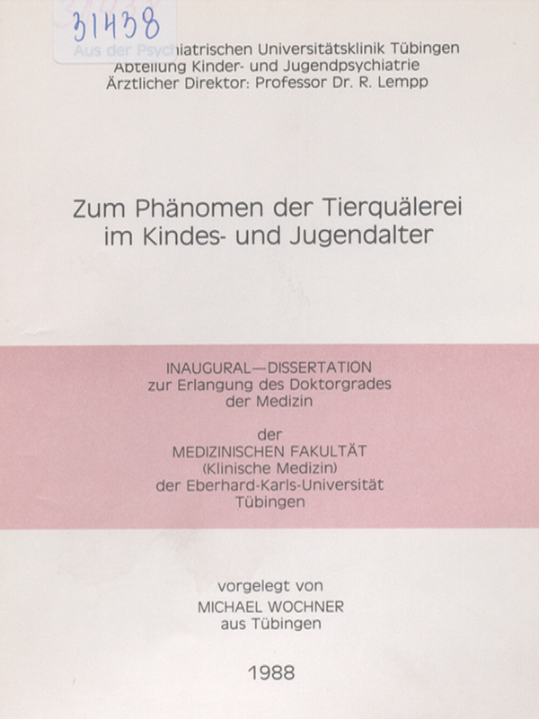 Zum Phanomen der Tierqualerei im Kindes- und Jugendalter