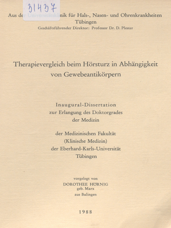 Therapievergleich beim Horsturz in Abhangigkeit von Gewebeantikorpern