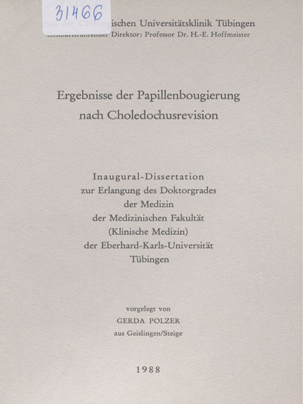 Ergebnisse der Papillenbougierung nach Choledochusrevision