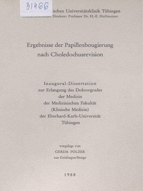 Ergebnisse der Papillenbougierung nach Choledochusrevision
