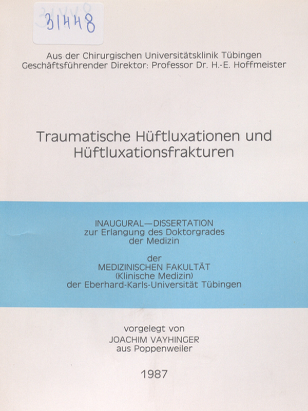 Traumatische Huftluxationen und Huftluxationsfrakturen