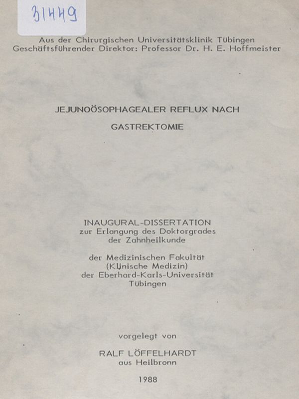 Jejunoosophagealer Reflux nach Gastrektomie