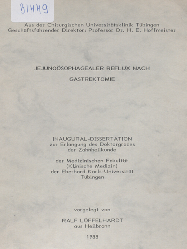 Jejunoosophagealer Reflux nach Gastrektomie