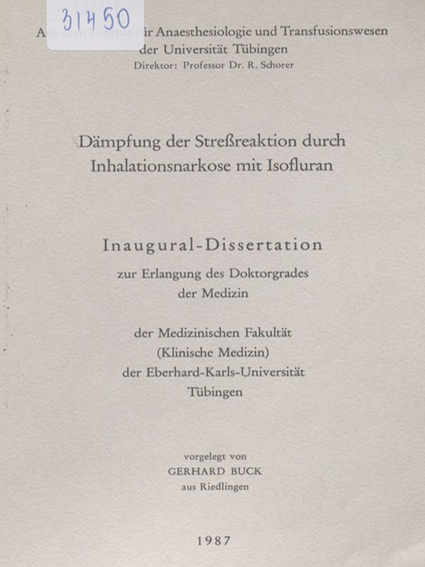 Dampfung der Stressreaktion durch Inhalationsnarkose mit Isofluran