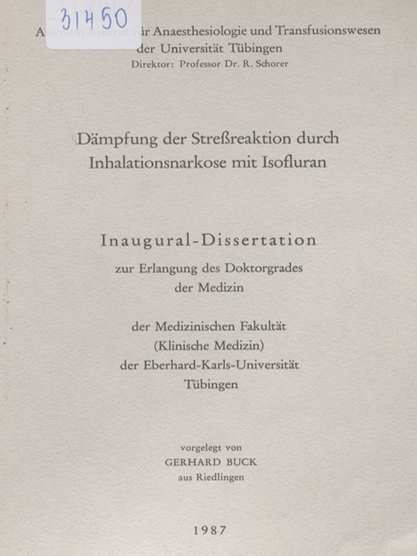 Dampfung der Stressreaktion durch Inhalationsnarkose mit Isofluran